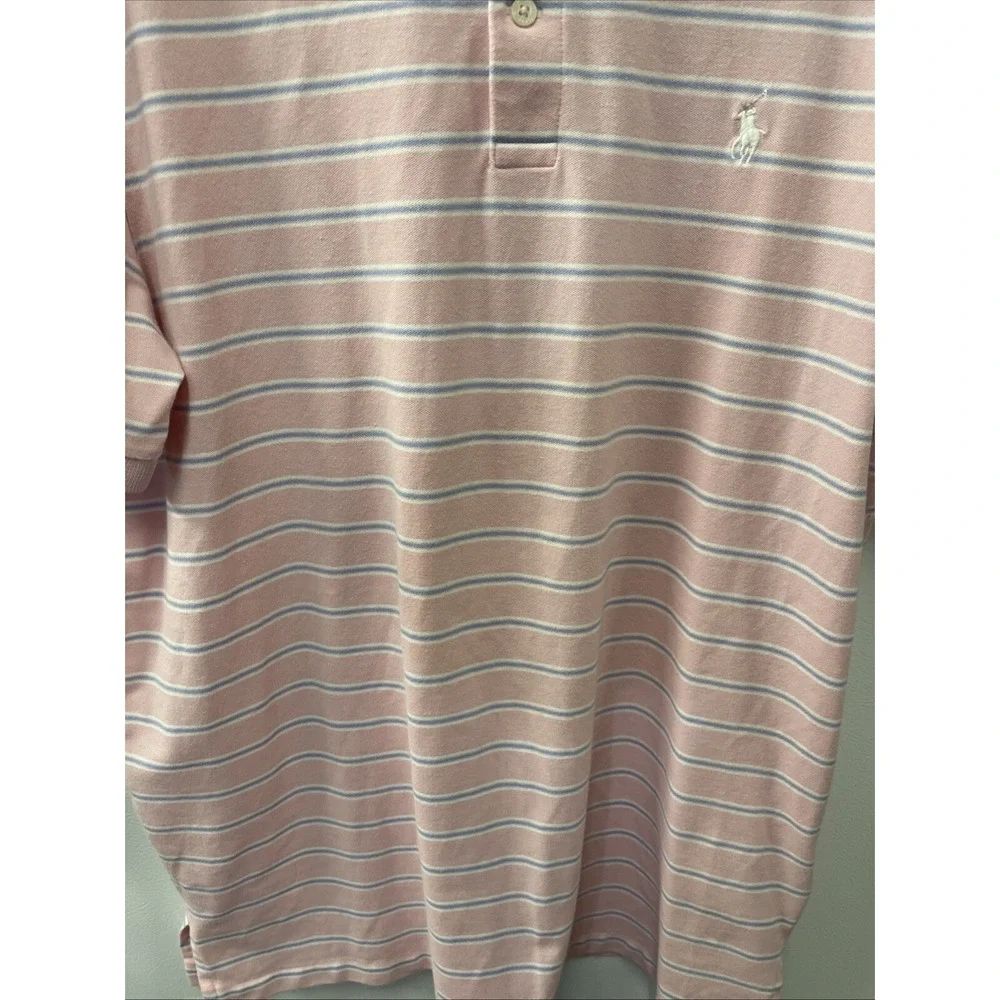 Polo Golf Ralph Lauren Pro Fit‎ Men's Medium Pink Striped Polo Shirt Ko Olina HI